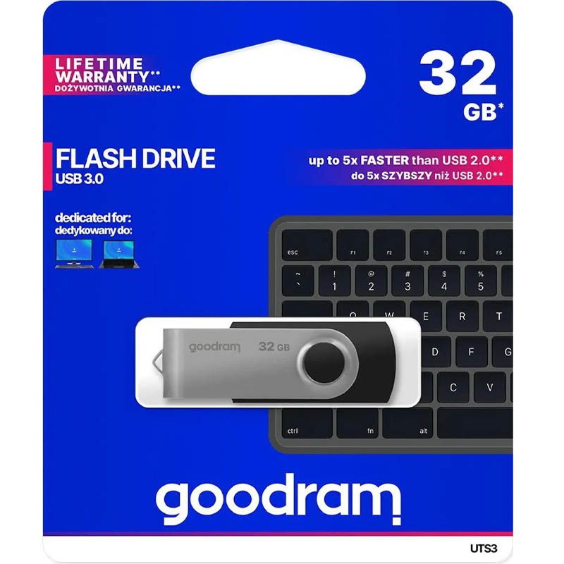 GOODRAM Pendrive UTS3 – 32GB USB 3.2 Μαύρο