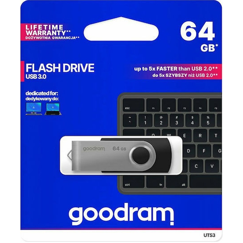 GOODRAM Pendrive UTS3 - 64GB USB 3.2 Μαύρο