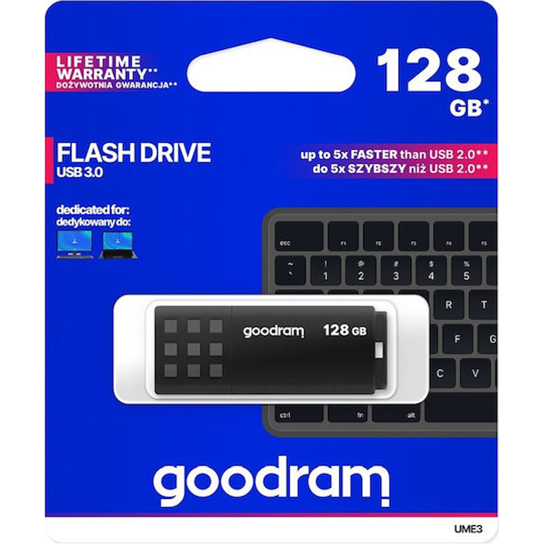 GOODRAM Pendrive UME3 - 128GB USB 3.0 Μαύρο