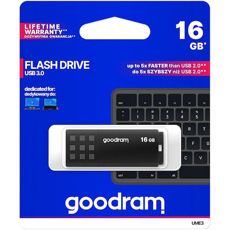 GoodRAM UME3 16GB USB 3.0 Stick Μαύρο