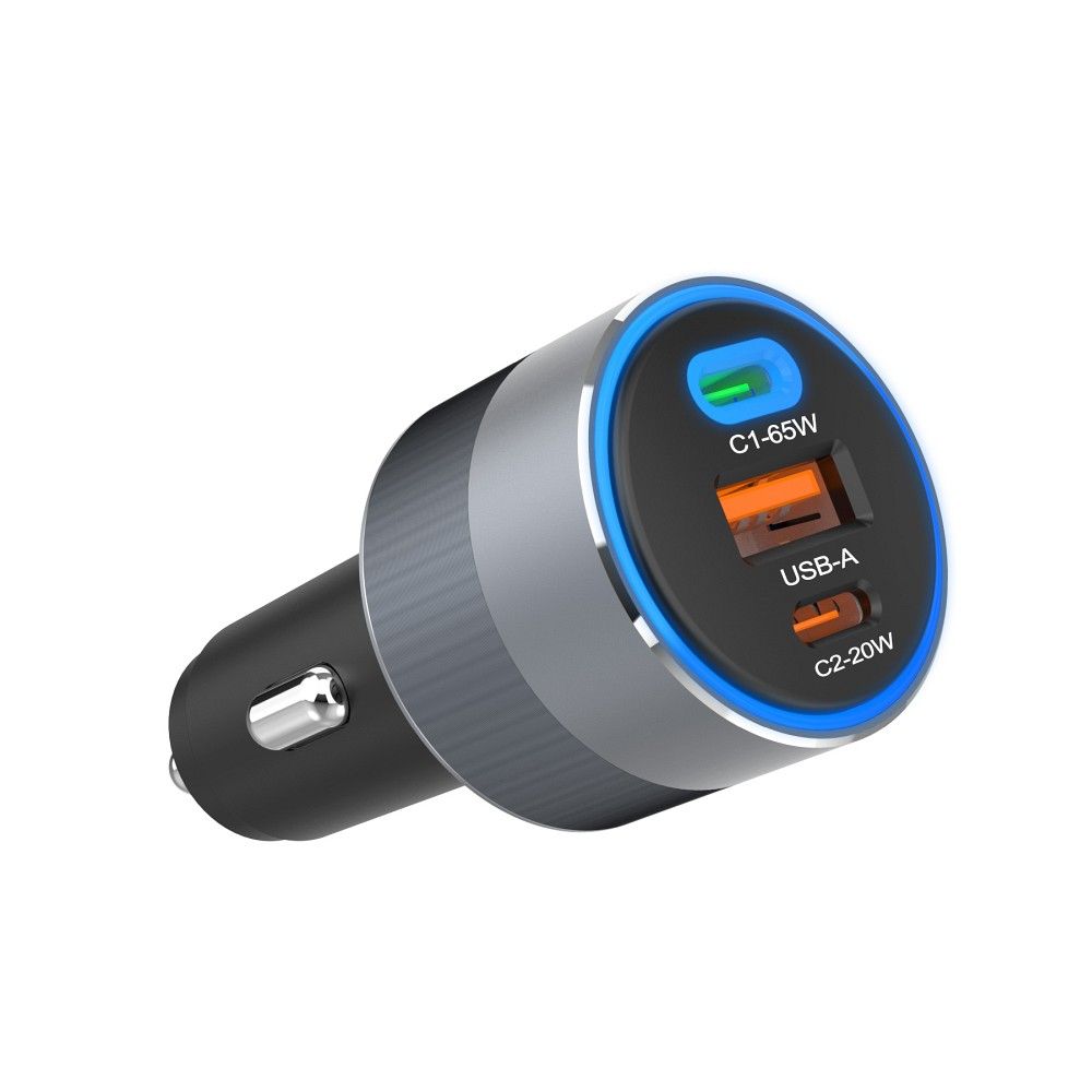 FORCELL F-ENERGY Alu car charger 2 x Type C + USB A PD QC4.0 SFC2.0 3A 85W gray