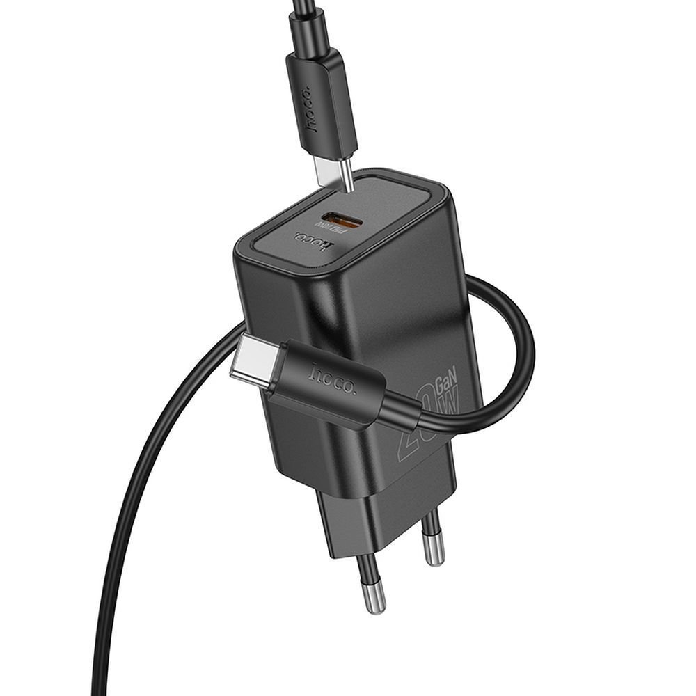 Hoco N60 wall charger Type C + cable Type C to Lightning PD QC 20W black