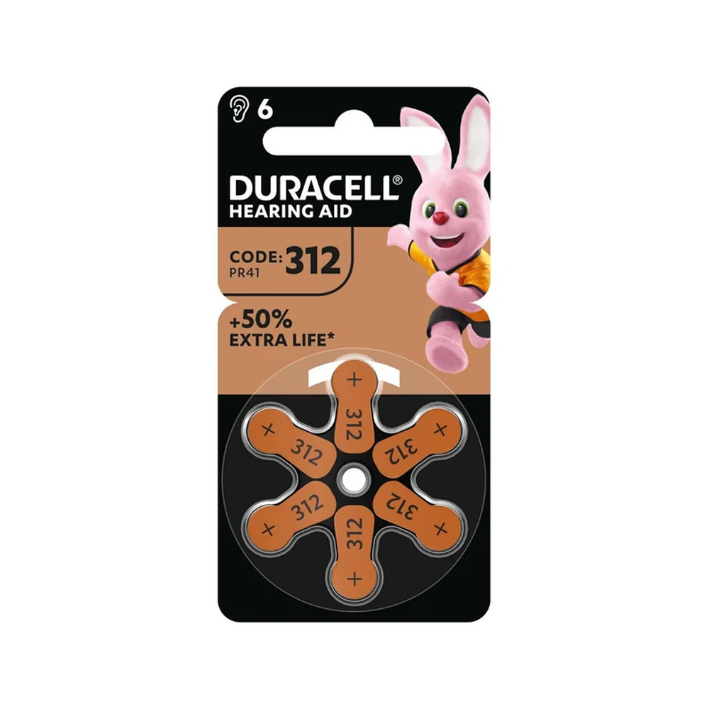 DURACELL ZINK AIR ZA312, PR41 ΜΠΑΤΑΡΙΑ ΓΙΑ ΑΚΟΥΣΤΙΚΟ ΒΑΡΗΚΟΪΑΣ Blister 6 τεμ