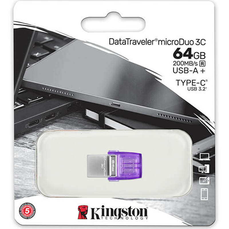 Kingston DataTraveler microDuo 3C 64GB USB3.2 200MB/s USBA Type-C Kingston