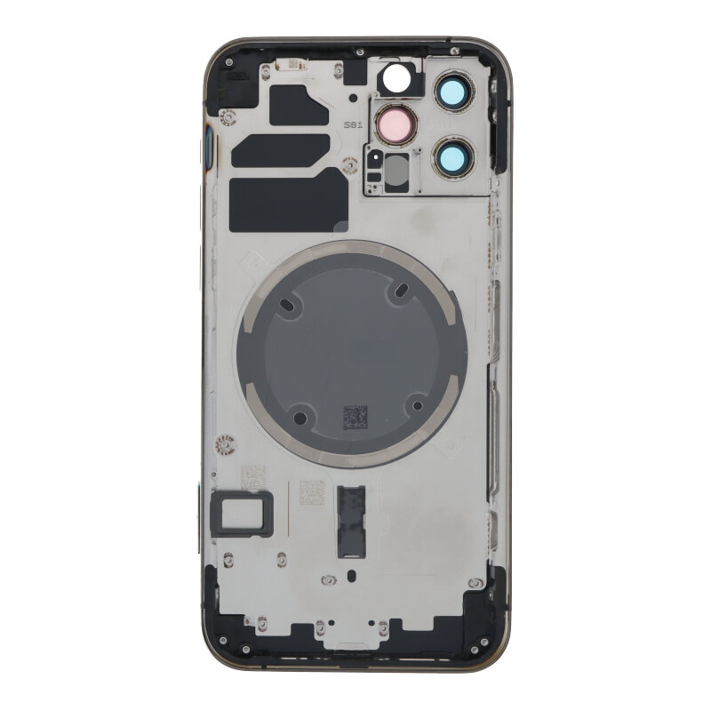 Apple iPhone 12 Pro - Middle Frame Battery Door Back and Bezel + Small Parts Black With Logo OEM