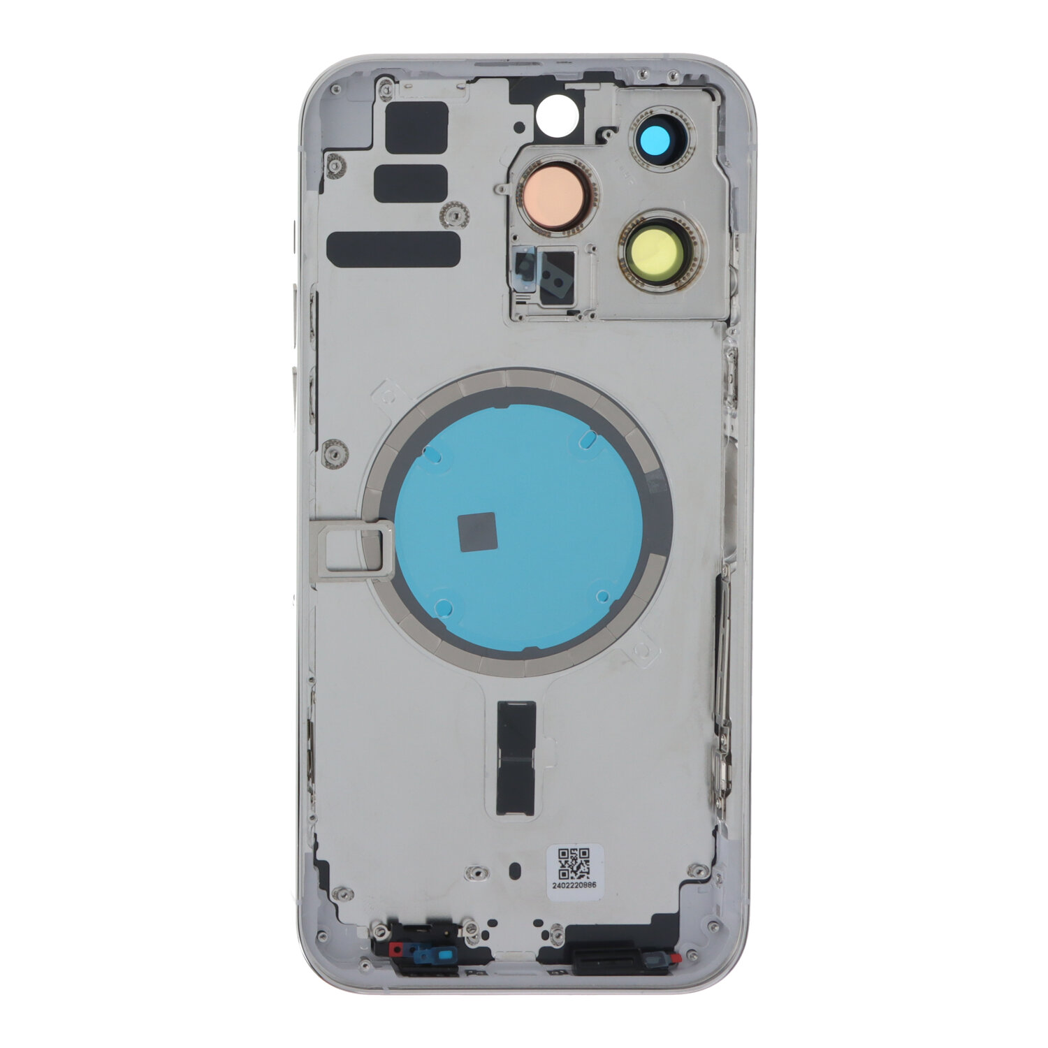 Apple iPhone 14 Pro Max - Middle Frame Battery Door Back and Bezel + Small Parts Silver With Logo OEM