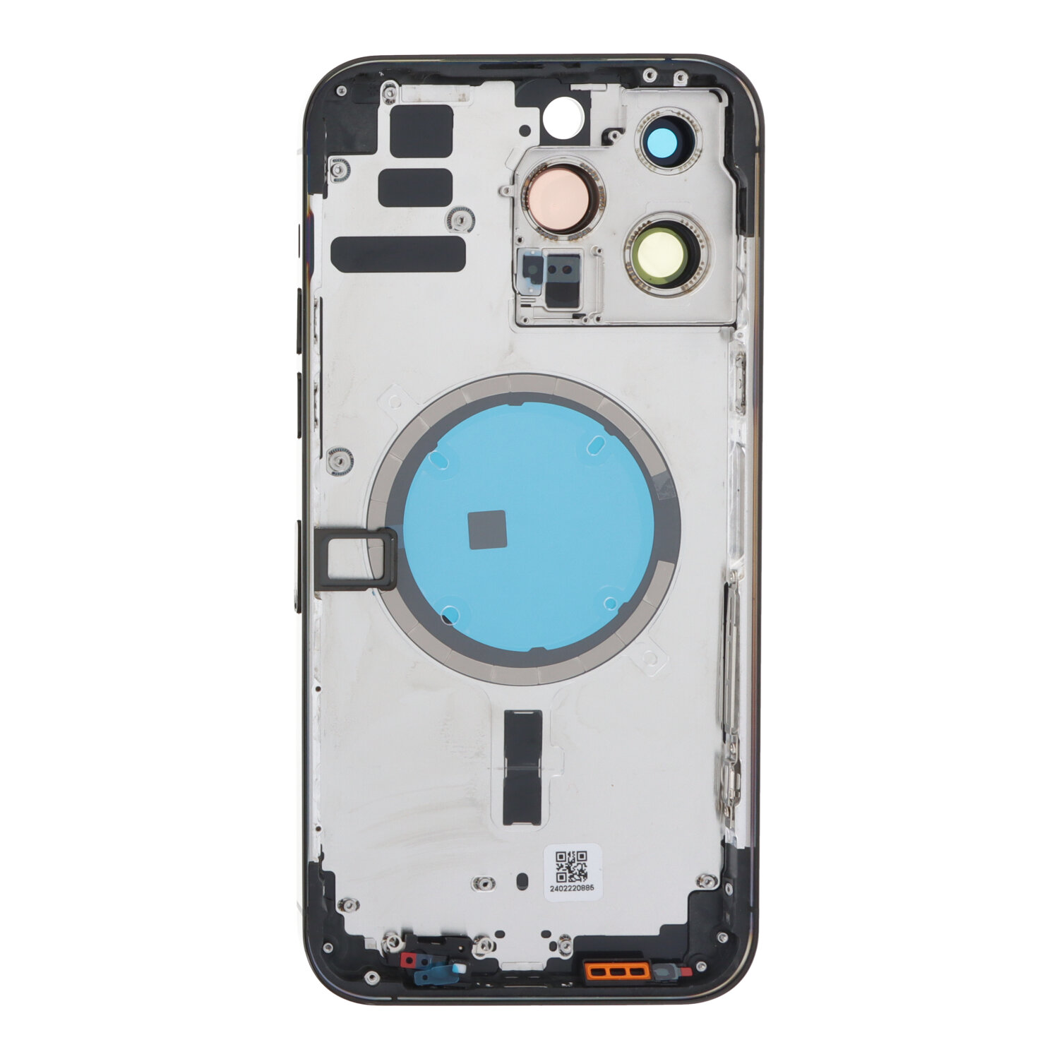 Apple iPhone 14 Pro Max - Middle Frame Battery Door Back and Bezel + Small Parts Black With Logo OEM