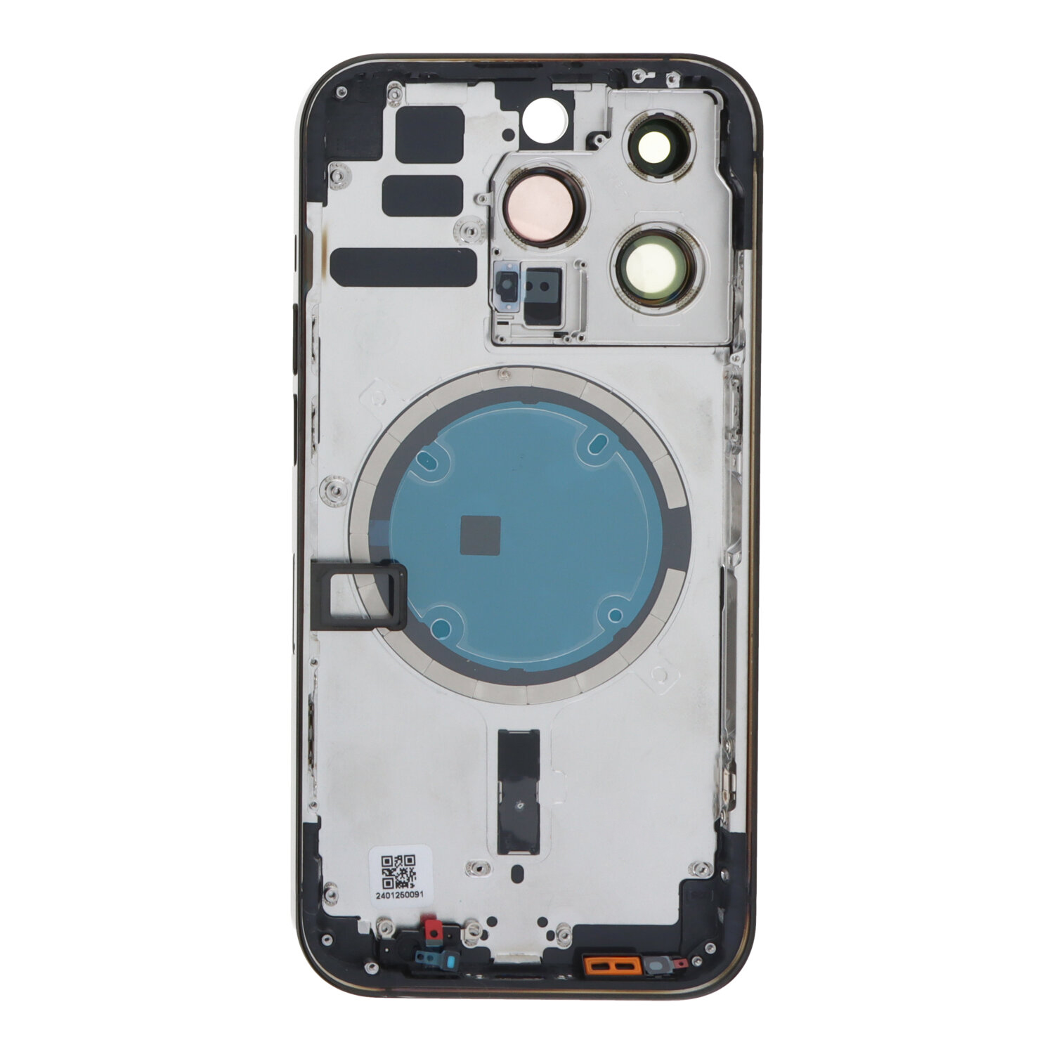 Apple iPhone 14 Pro - Middle Frame Battery Door Back and Bezel + Small Parts Black With Logo OEM