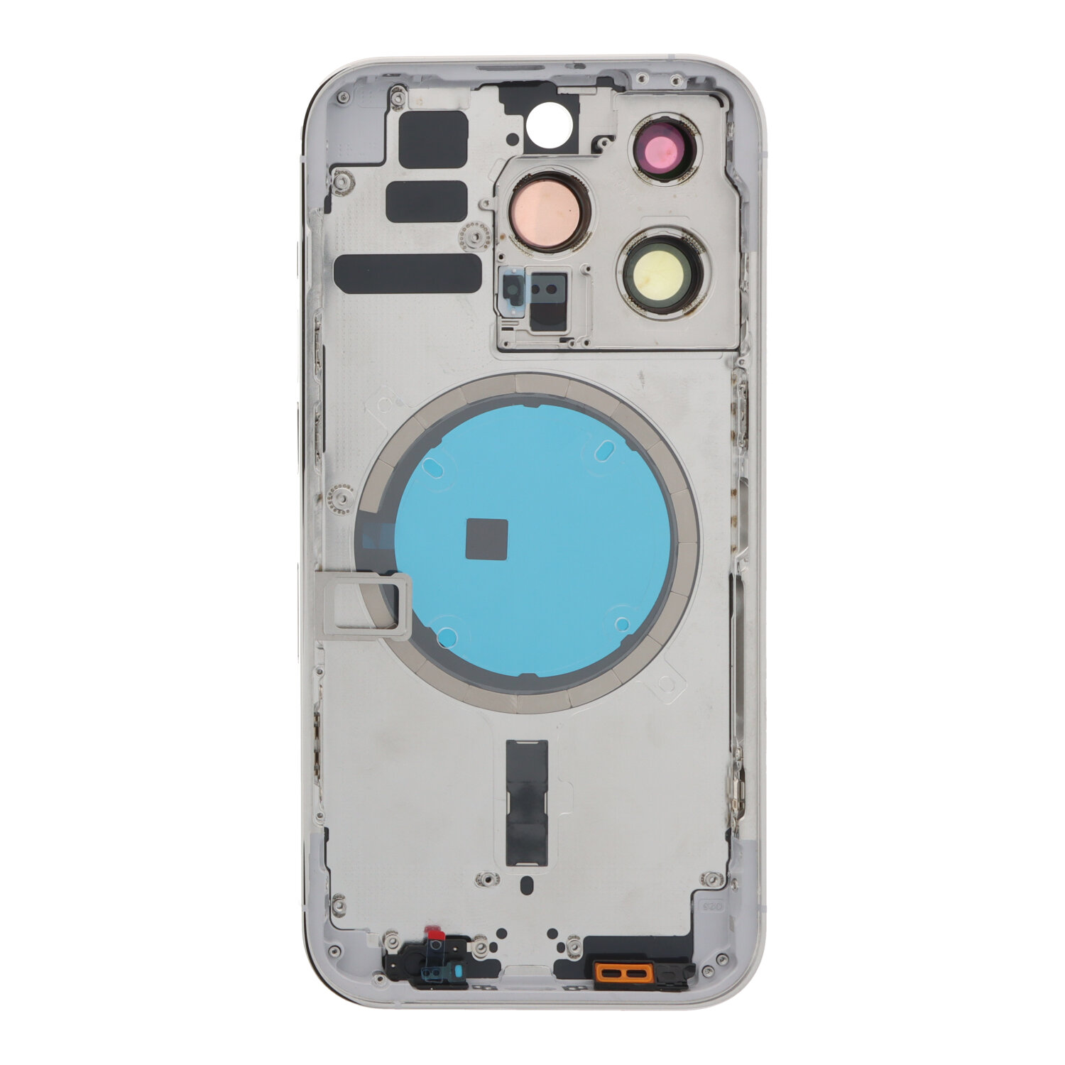 Apple iPhone 14 Pro - Middle Frame Battery Door Back and Bezel + Small Parts Silver With Logo OEM
