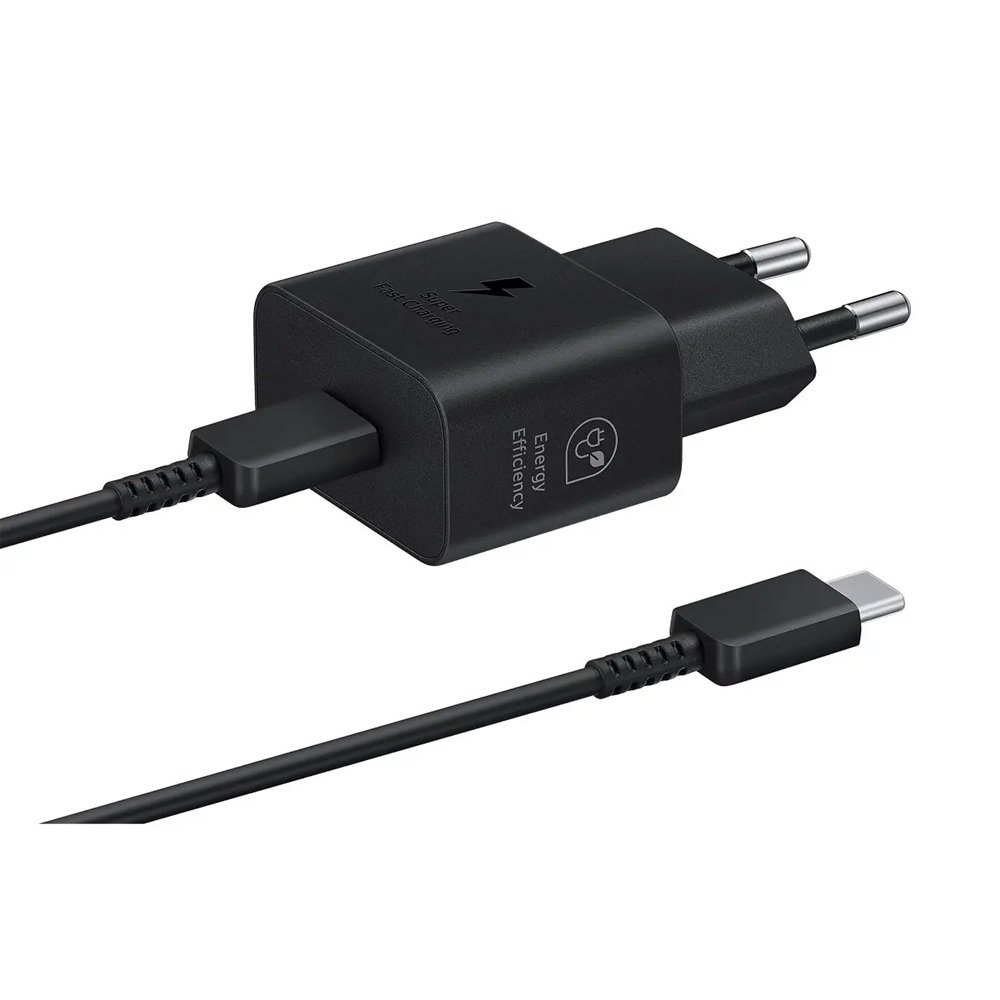 Samsung EP-T2510EBE + EP-DN980BBE Samsung USB-C 25W Travel Charger + USB-C Data Cable Black (Bulk)