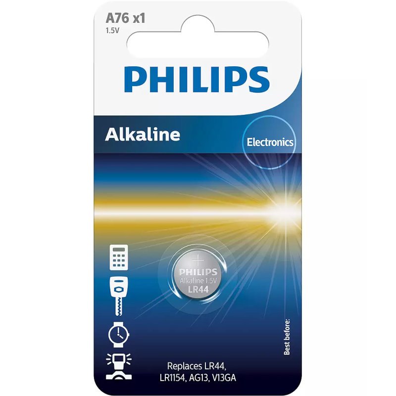 Philips A76/01GRS Αλκαλική μπαταρία A76 / LR44 145 mAh 1.5 V Καρτέλα 1τμχ