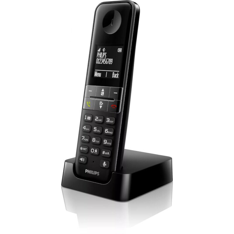 Philips D4701B/GRS Μαύρο (Ελληνικό Μενού) Ασύρματο τηλέφωνο με ανοιχτή ακρόαση, φωτιζόμενη οθόνη & πληκτρ., φραγή κλήσεων και 50