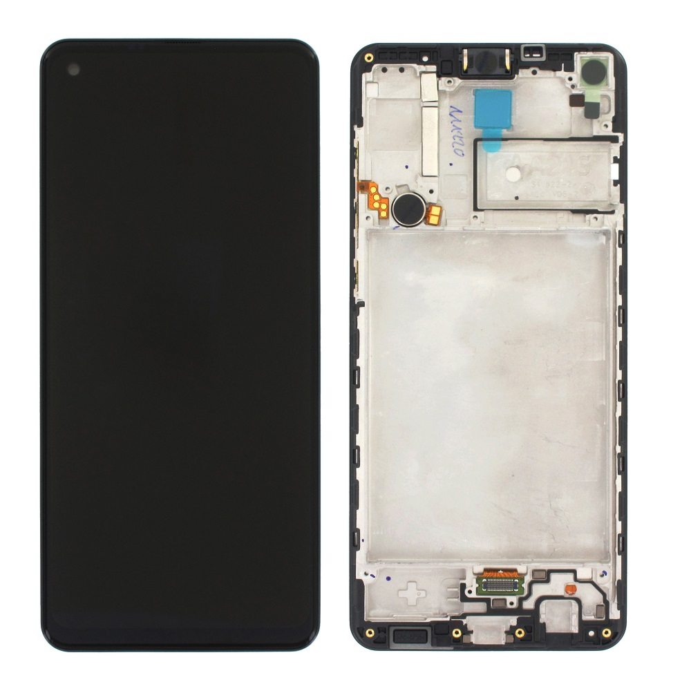 Samsung A217F Galaxy A21s – LCD display + Touch Unit + Front Cover Black (Service Pack)