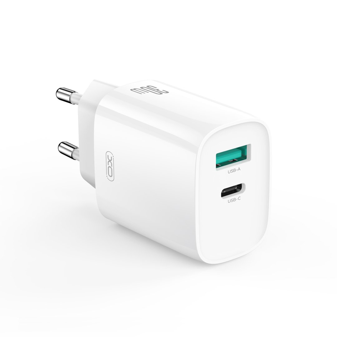 XO CE30 wall charger PD 30W 1x USB-C 1x USB white