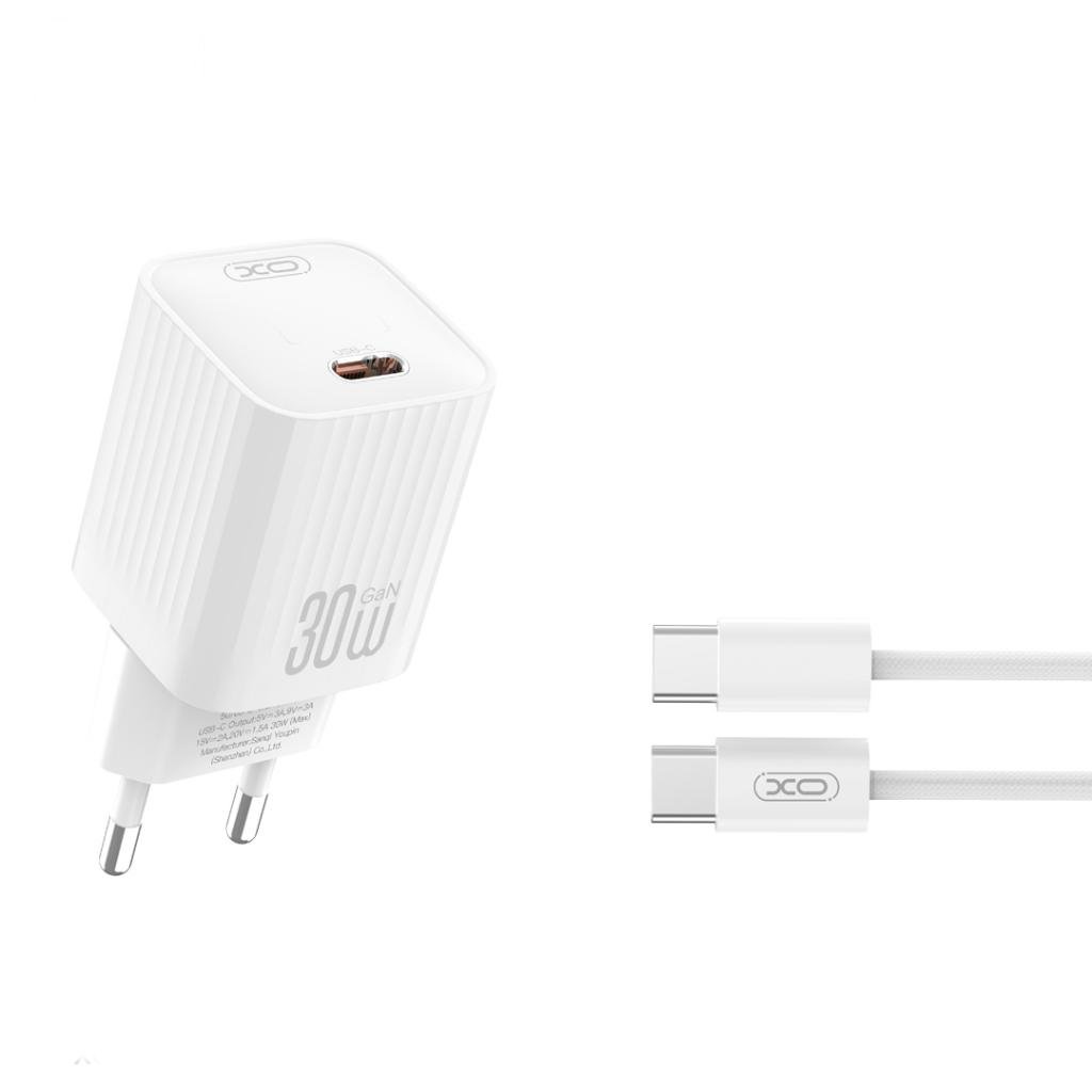 XO L148 wall charger 220V 30W USB-C cabel C-C, white