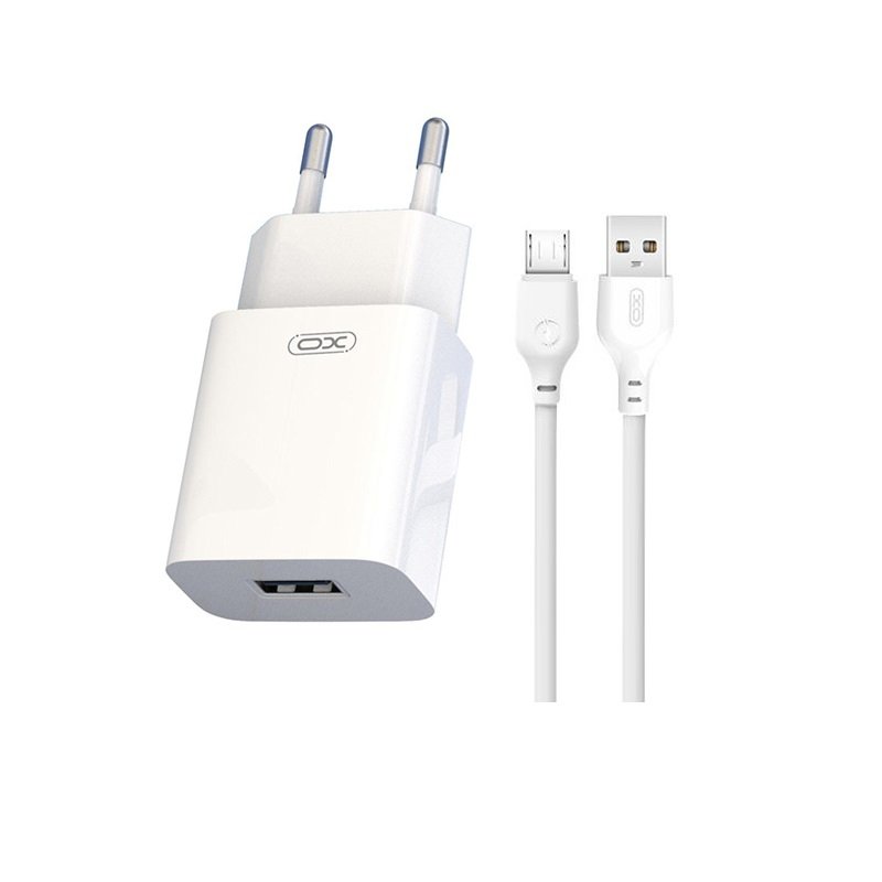 XO – L99 wall charger USB 2,4A + MicroUSB cable white